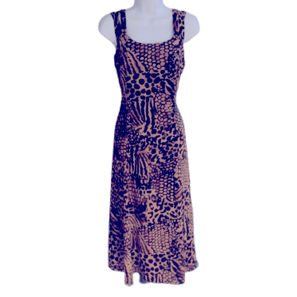 R.J.STEVENS PETITES ANIMAL PRINT MAXI DRESS • VINTAGE • Sz 12